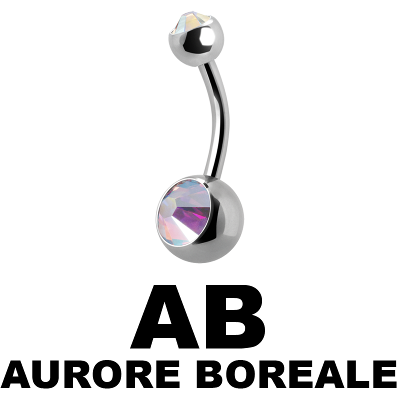 Titanium Double Jewelled Mini Bananabell Ombelico