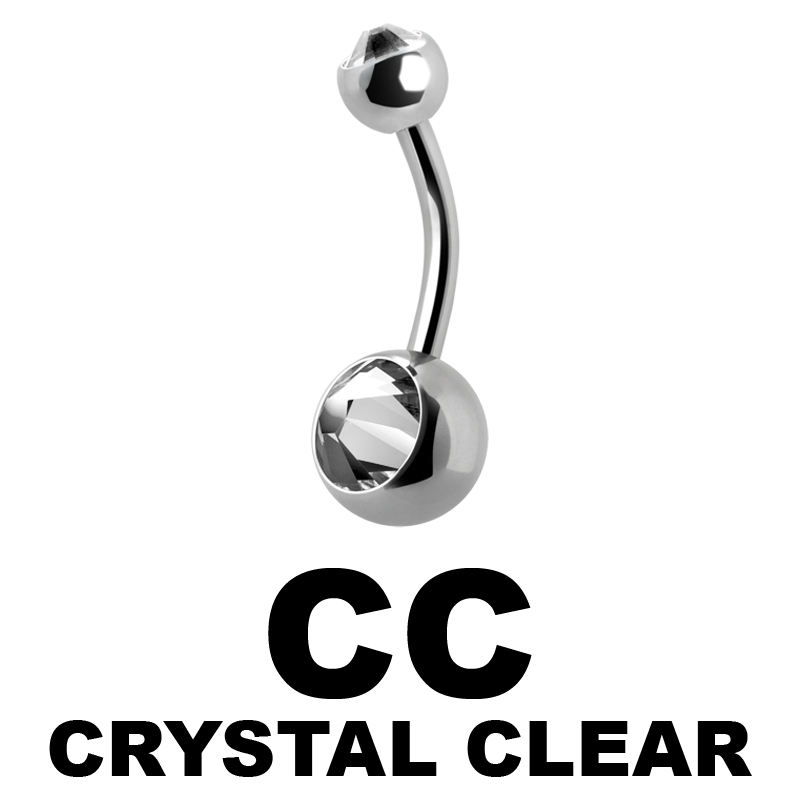 Titanium Double Jewelled Mini Bananabell Ombelico