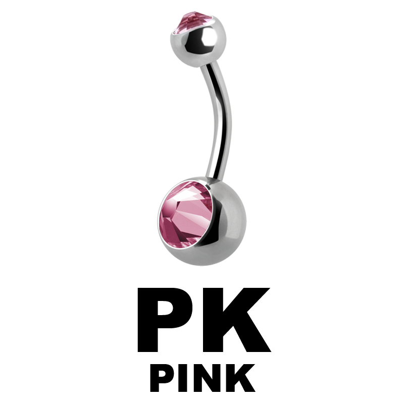 Titanium Double Jewelled Mini Bananabell Ombelico