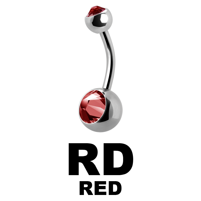 Titanium Double Jewelled Mini Bananabell Ombelico