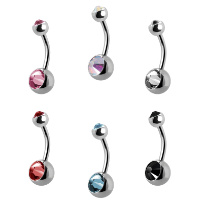 Titanium Double Jewelled Mini Bananabell Ombelico
