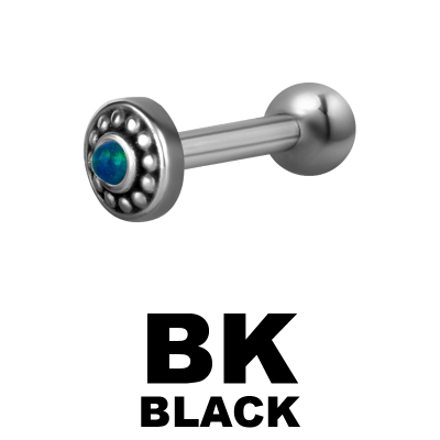 One Slide Steel Internally Threaded Micro Barbell with Tribal Opal Component Ear
