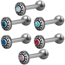 One Slide Steel Internally Threaded Micro Barbell with Tribal Opal Component