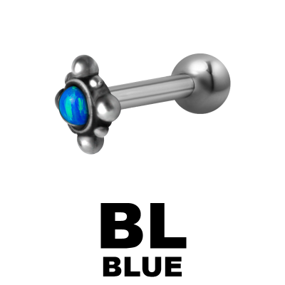 One Slide Steel Internally Threaded Micro Barbell with Tribal Opal Component Orecchio