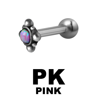 One Slide Steel Internally Threaded Micro Barbell with Tribal Opal Component Orecchio