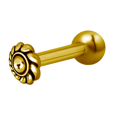 Gold Steel One Side Internally Threaded Micro Barbell Tribal Orecchio