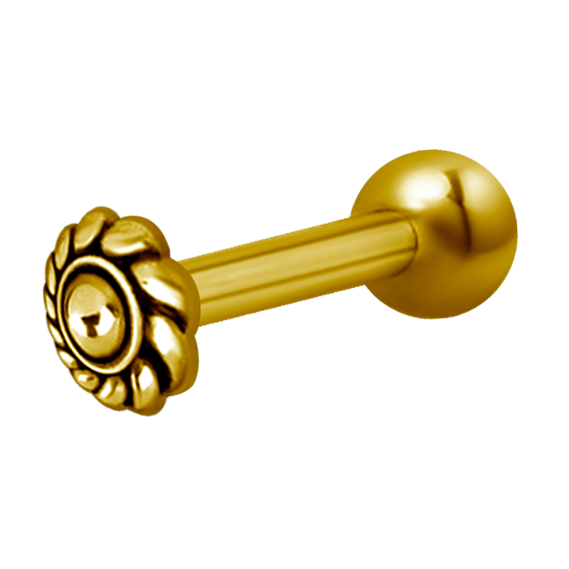 Gold Steel One Side Internally Threaded Micro Barbell Tribal Orecchio