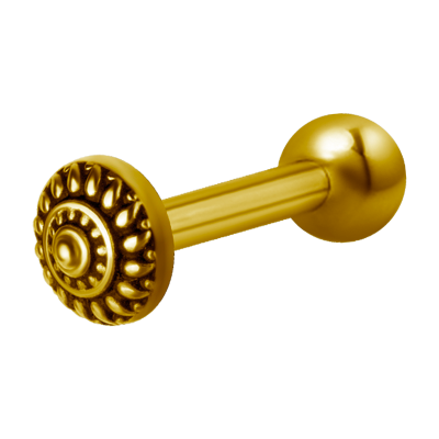 Gold Steel One Side Internally Threaded Micro Barbell Tribal Orecchio