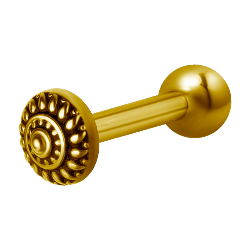 Gold Steel One Side Internally Threaded Micro Barbell Tribal Orecchio