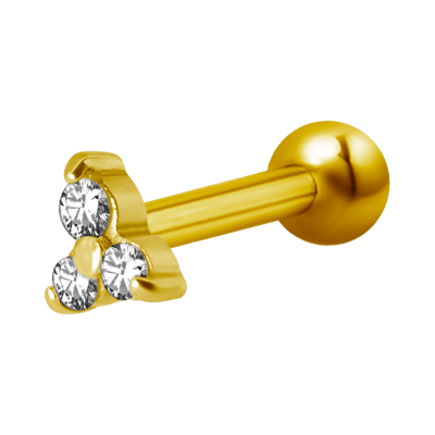 Gold Steel One Side Internally Threaded Micro Barbell Trinity Orecchio