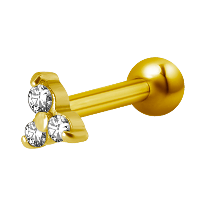 Gold Steel One Side Internally Threaded Micro Barbell Trinity Orecchio
