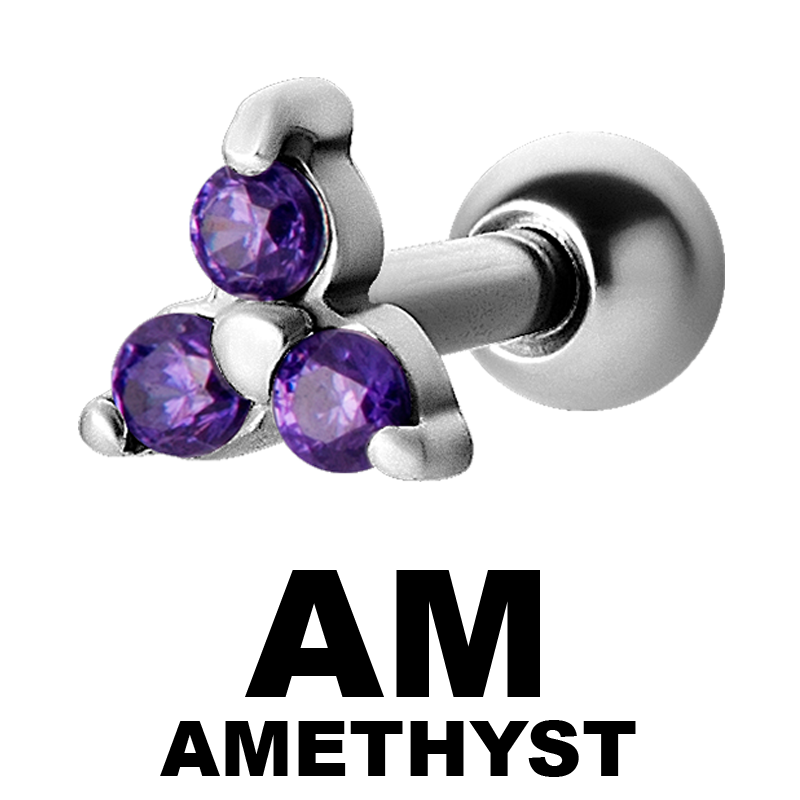 Tragus / Helix Micro Steel Barbell with Trinity Prong Set Zirconia Orecchio