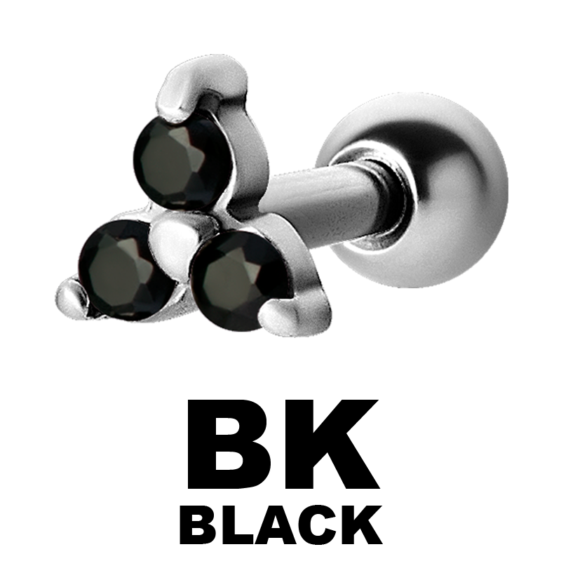 Tragus / Helix Micro Steel Barbell with Trinity Prong Set Zirconia Orecchio