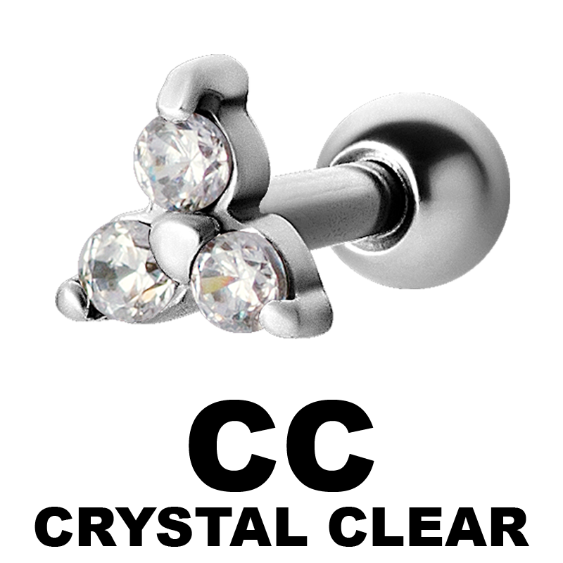 Tragus / Helix Micro Steel Barbell with Trinity Prong Set Zirconia Orecchio