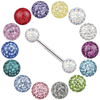 Titanium Barbell with Crystal Ball Orecchio