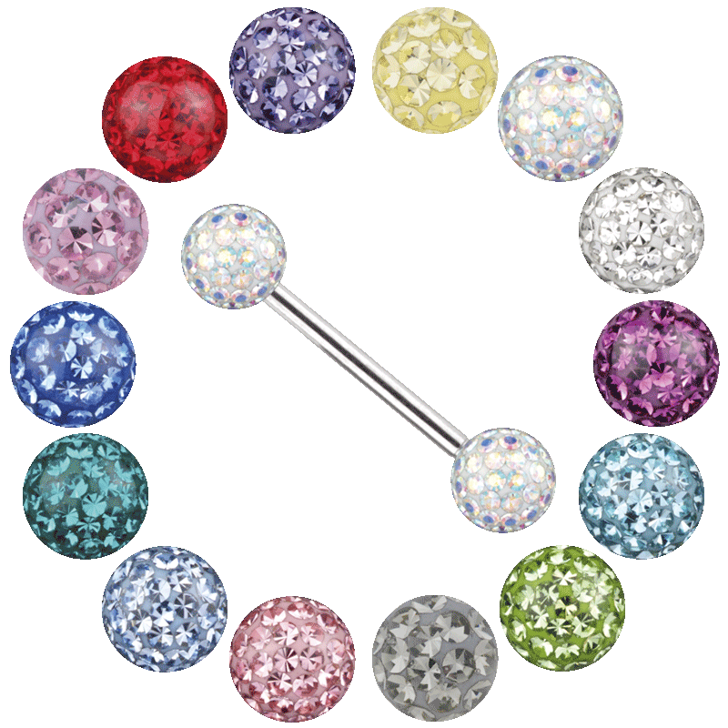 Titanium Barbell with Crystal Ball Orecchio
