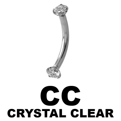 Surgical Steel Internally Threaded Double Jeweled Micro Curved Barbell Sopracciglio