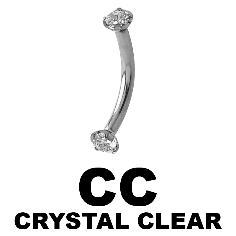 Surgical Steel Internally Threaded Double Jeweled Micro Curved Barbell Sopracciglio