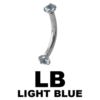 Surgical Steel Internally Threaded Double Jeweled Micro Curved Barbell Sopracciglio