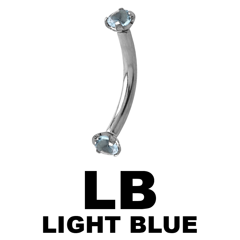 Surgical Steel Internally Threaded Double Jeweled Micro Curved Barbell Sopracciglio