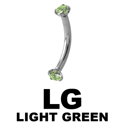 Surgical Steel Internally Threaded Double Jeweled Micro Curved Barbell Sopracciglio