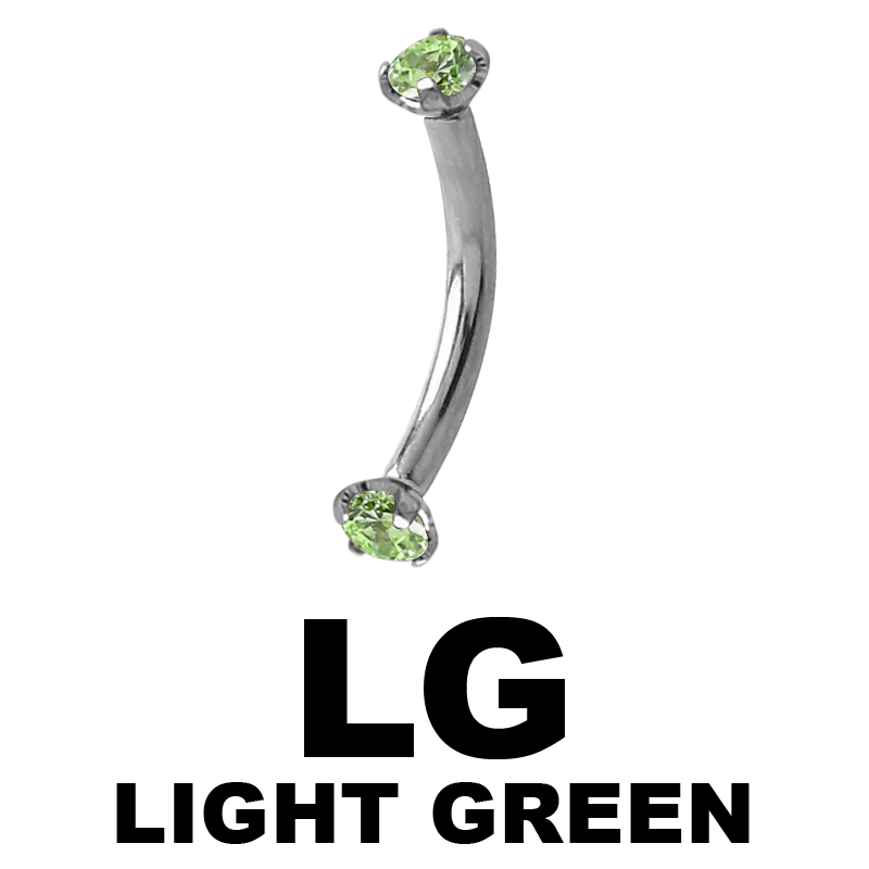 Surgical Steel Internally Threaded Double Jeweled Micro Curved Barbell Sopracciglio