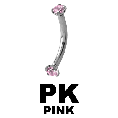 Surgical Steel Internally Threaded Double Jeweled Micro Curved Barbell Sopracciglio