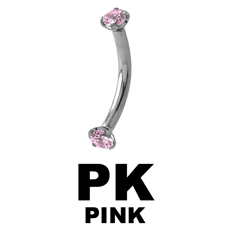 Surgical Steel Internally Threaded Double Jeweled Micro Curved Barbell Sopracciglio