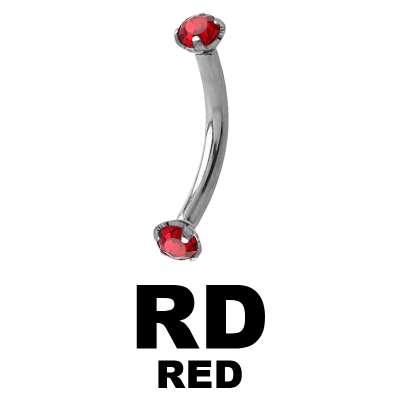 Surgical Steel Internally Threaded Double Jeweled Micro Curved Barbell Sopracciglio