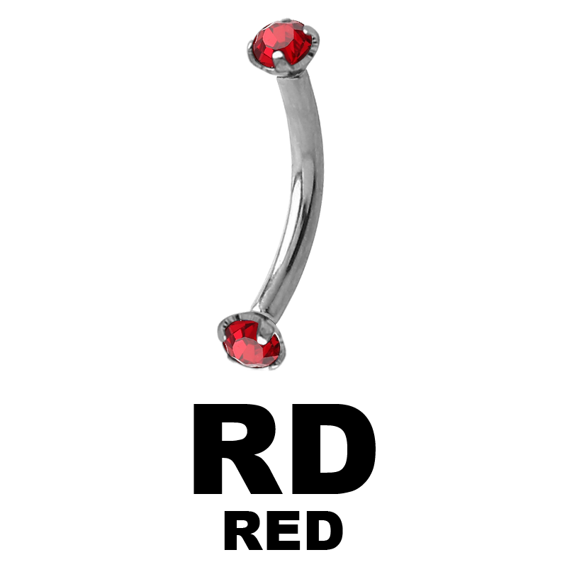 Surgical Steel Internally Threaded Double Jeweled Micro Curved Barbell Sopracciglio