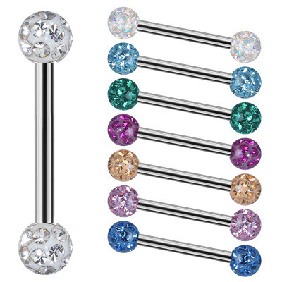 Titanium Internal Barbells With 5mm Epoxy Crystal Balls Orecchio