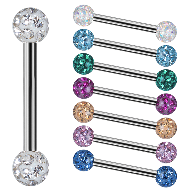 Titanium Internal Barbells With 5mm Epoxy Crystal Balls Orecchio