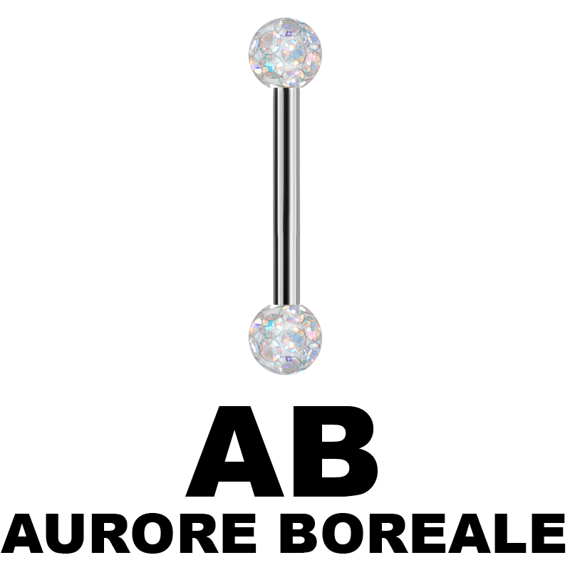 Internal Micro Barbells With 3mm Epoxy Crystal Balls Orecchio
