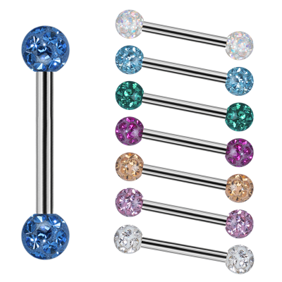 Internal Micro Barbells With 3mm Epoxy Crystal Balls Orecchio