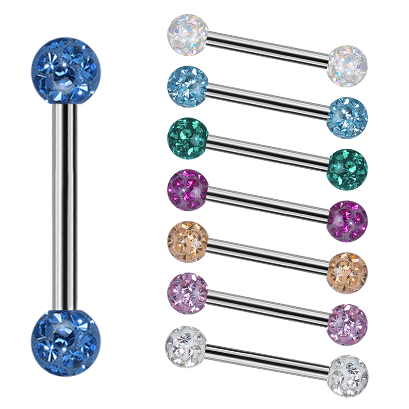 Internal Micro Barbells With 3mm Epoxy Crystal Balls Orecchio