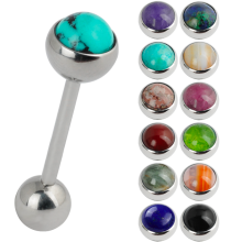 Premium Titanium Stem Barbell with Ball with Natural Stone