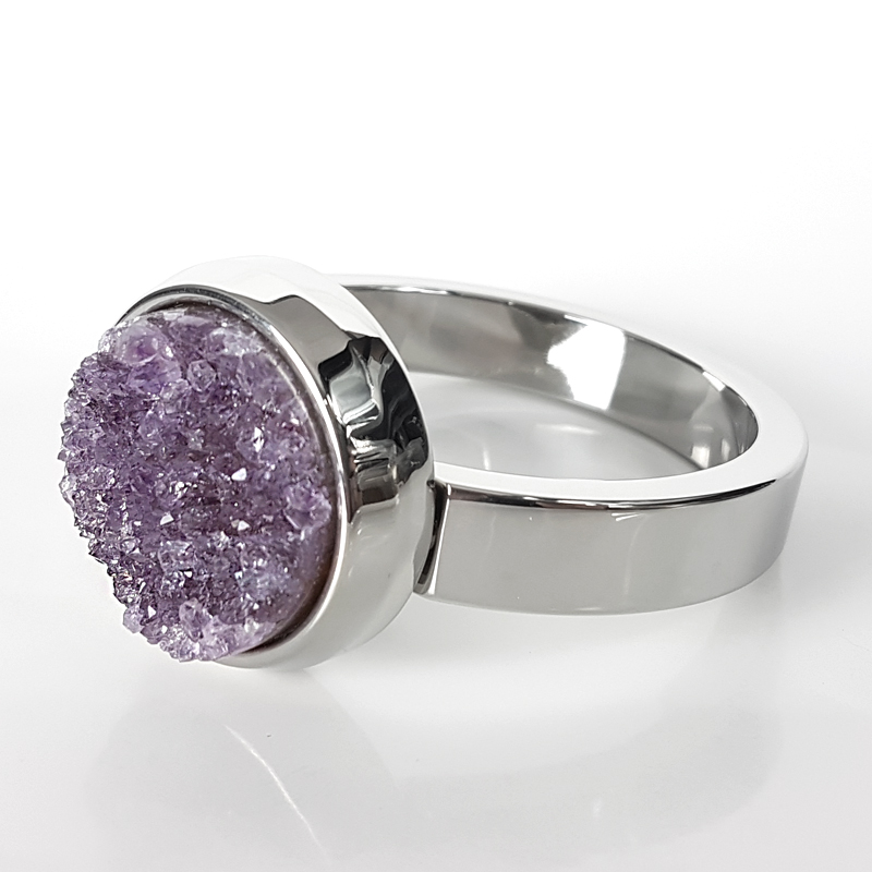 Amethyst Druzy Surgical Steel Bracelet Bracciali