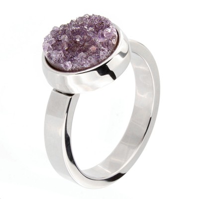 Amethyst Druzy Surgical Steel Bracelet Bracciali