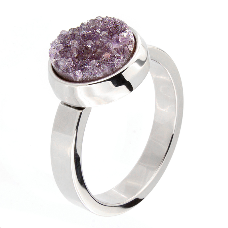 Amethyst Druzy Surgical Steel Bracelet Bracciali