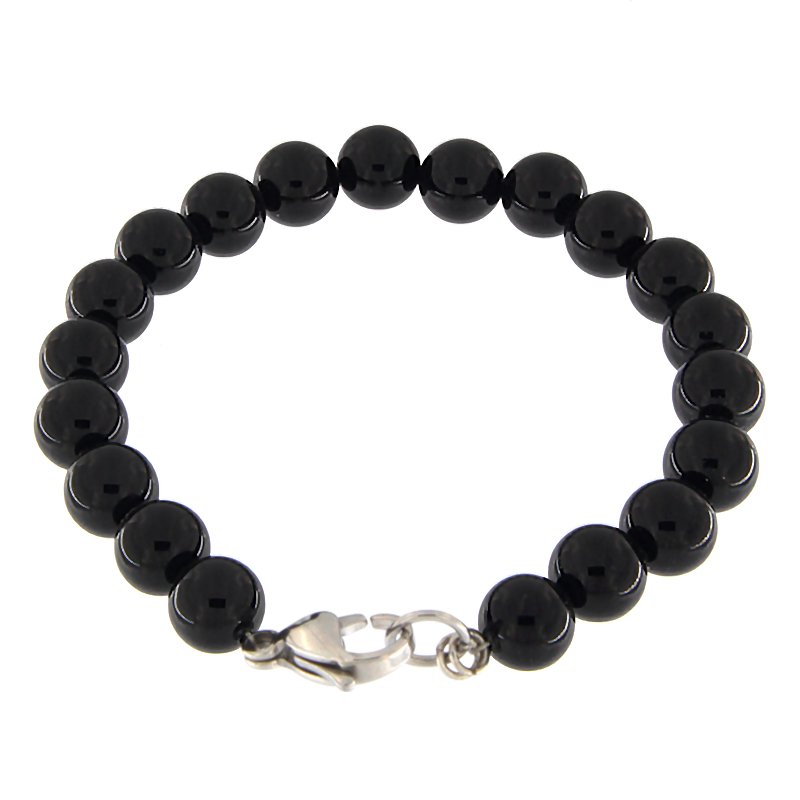 Single Line Black Onyx Beads Bracelet Bracciali