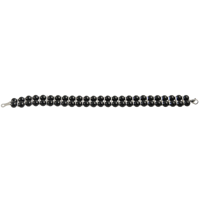 Double Line Black Onyx Beads Bracelet With Steel Element Bracciali