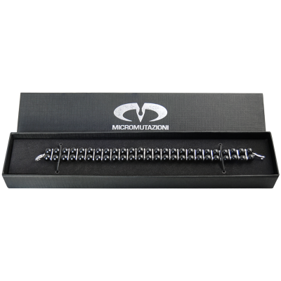 Double Line Black Onyx Beads Bracelet With Steel Element Bracciali