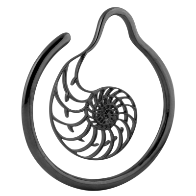 Black Brass Hoop Nautilus Earrings (Price for Pair) Orecchio