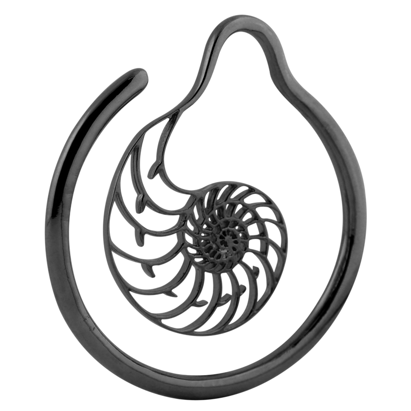 Black Brass Hoop Nautilus Earrings (Price for Pair) Orecchio