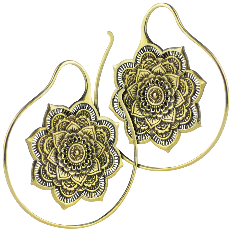 Brass Mandala Spiral Earrings (Price for Pair) Orecchio
