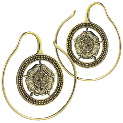Brass Flower Spiral Earrings (Price for Pair) Ear