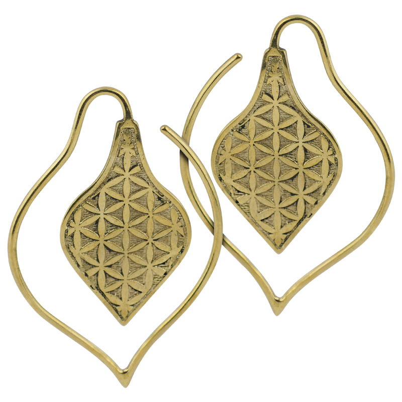 Yellow Brass Leaf Spiral Earrings (Price for Pair) Orecchio