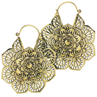 Brass Mandala Hoop Earrings (Price for Pair) Orecchio