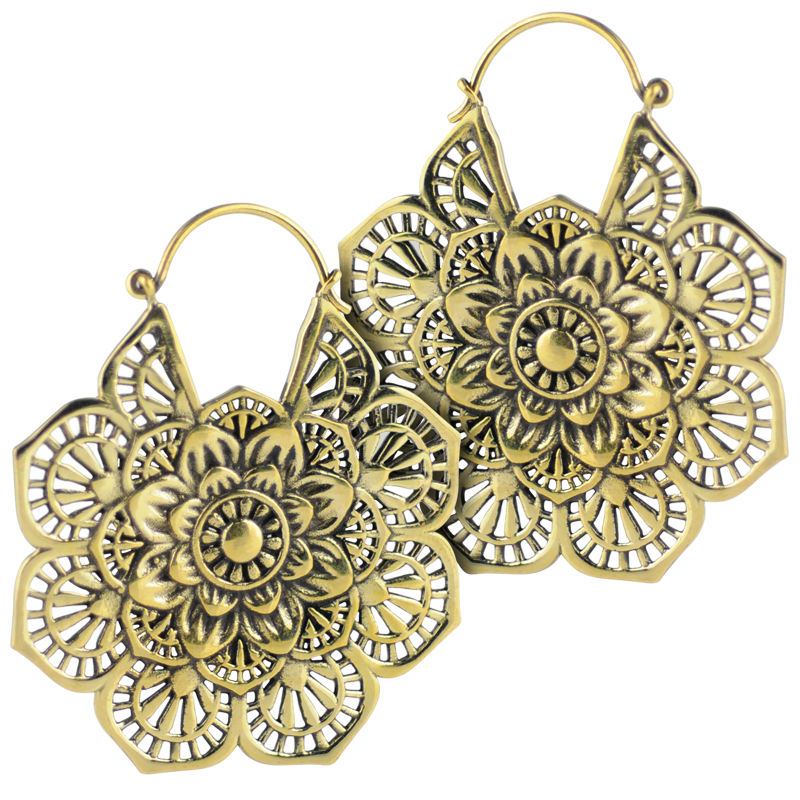 Brass Mandala Hoop Earrings (Price for Pair) Orecchio