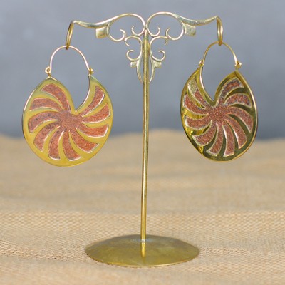 Brass Hoops Earrings with Copper Inlay (price for pair) Gioielli da lobo in ottone